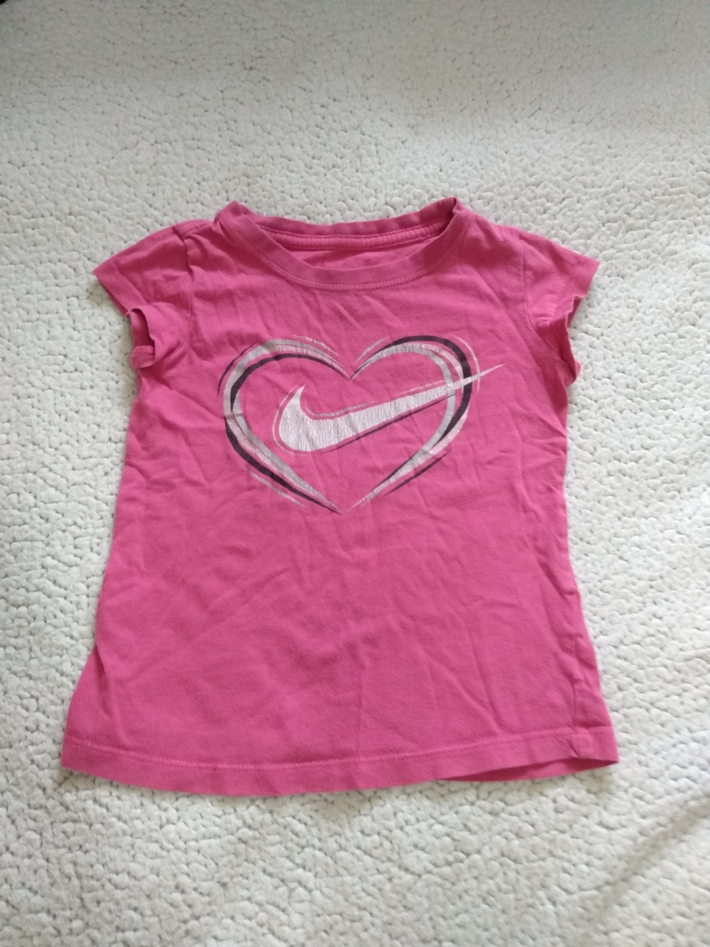 Nike Girls' Pink Heart Logo Tee